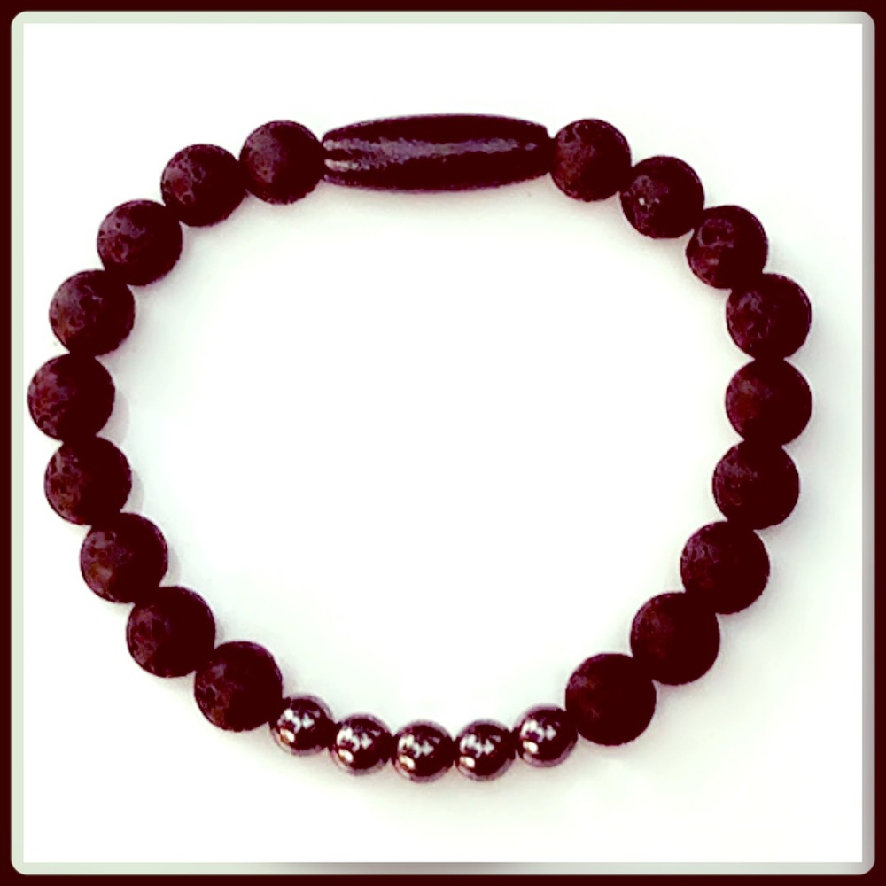 Men’s QC Lava & Metallic Gray  Hematite Bracelet